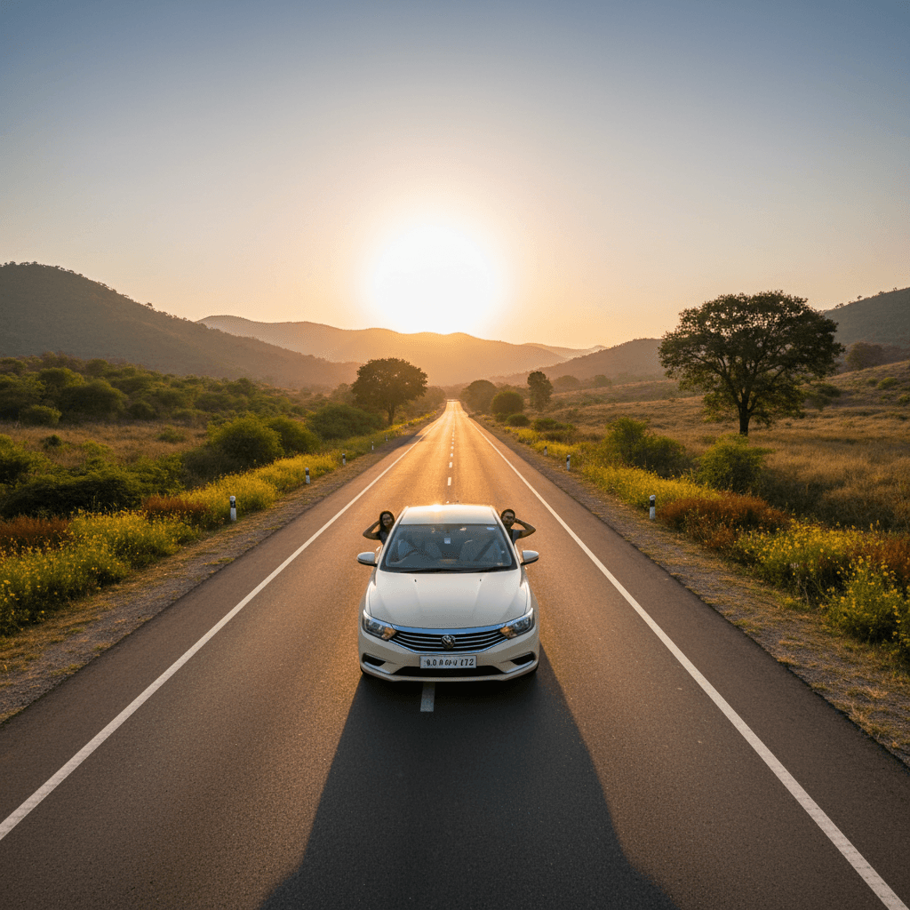 Car on highway for outstation travel